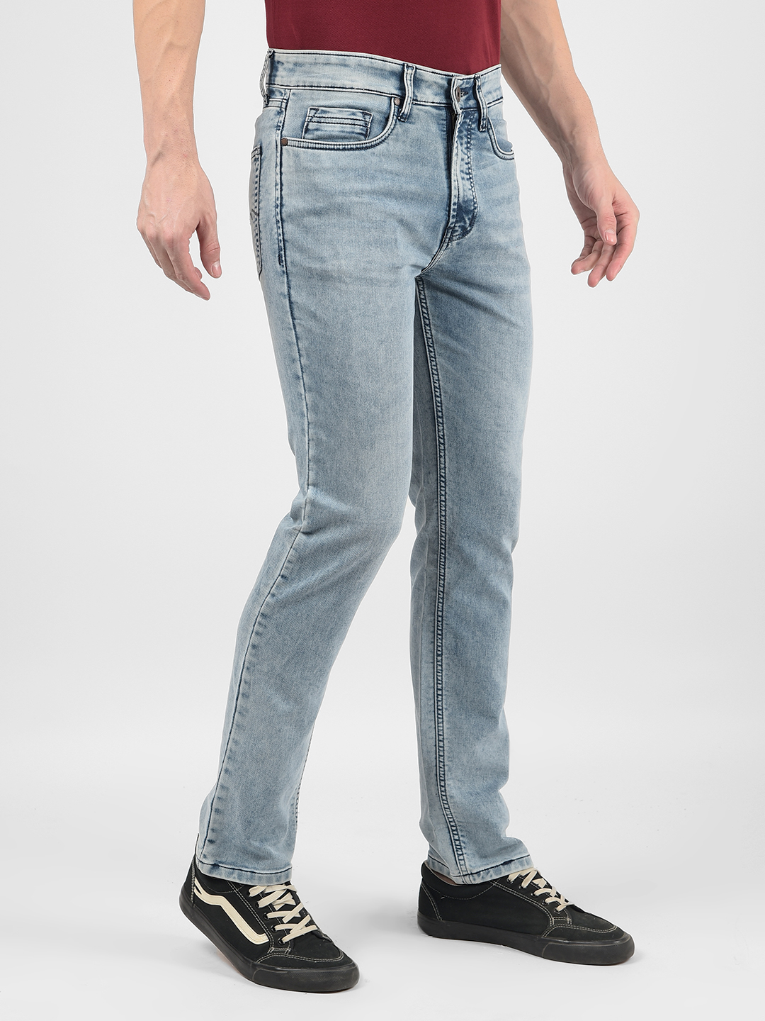 Numero Uno Men Solid Light Blue Jeans